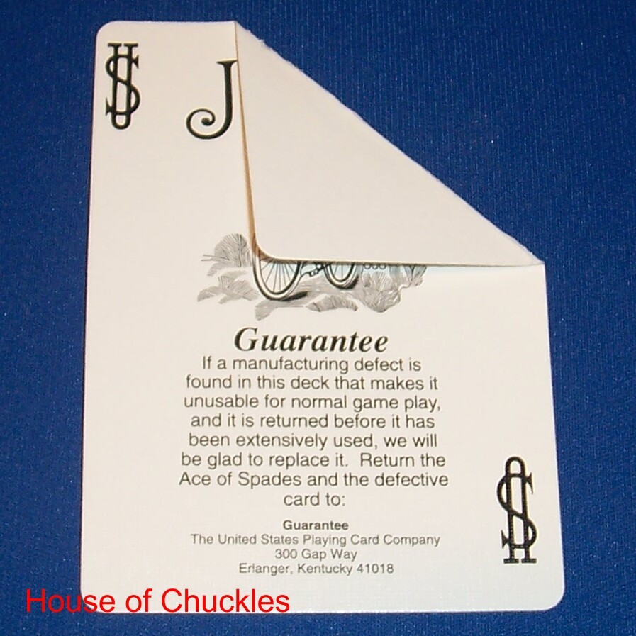 (6) Joker Guarantee Blank Back Bicycle Gaff Playing Card Great Card Magic Tricks