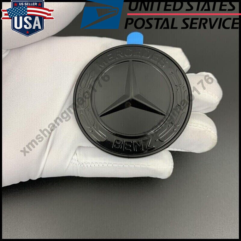 Glossy Black AMG Laurel Wreath Hood Emblem for Mercedes