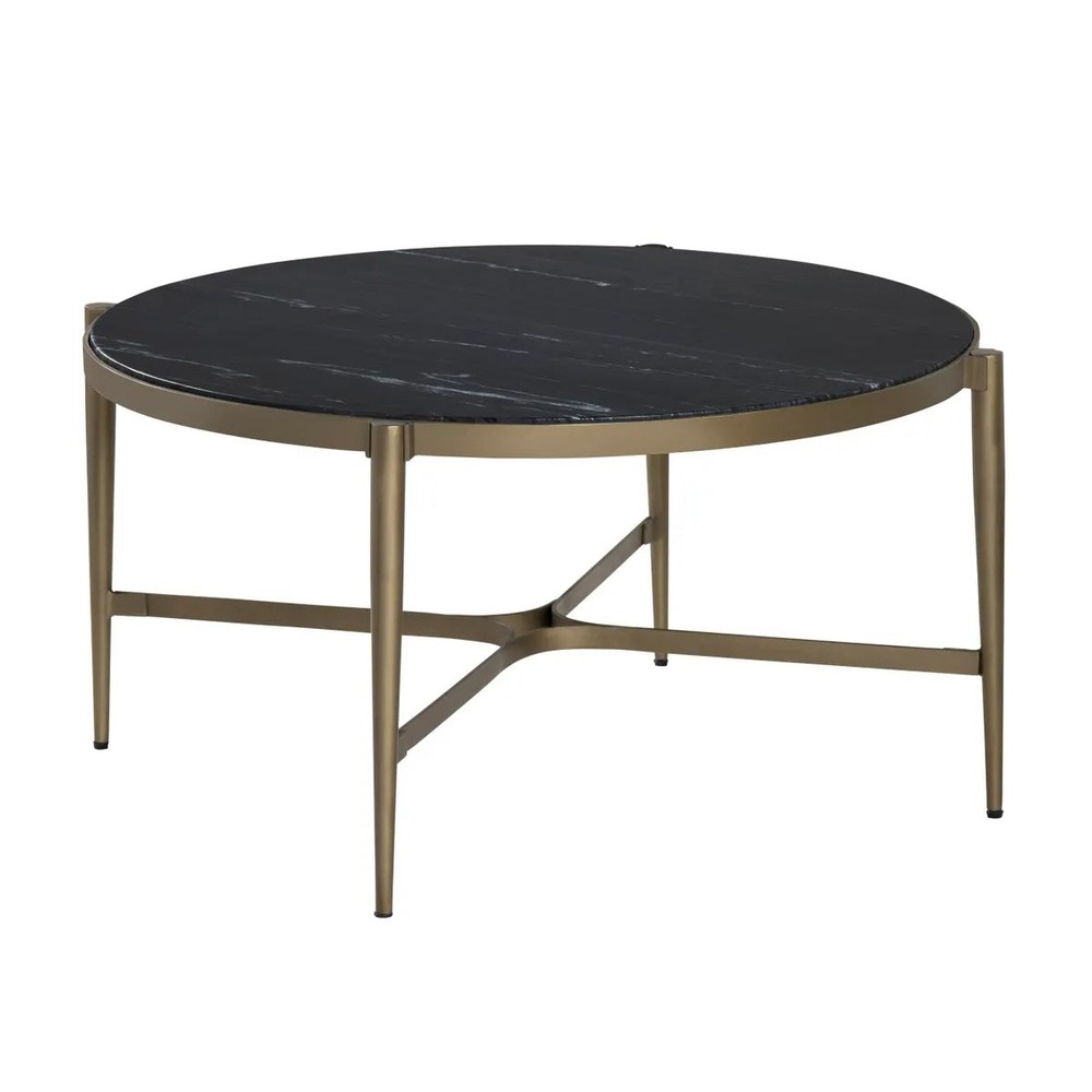 Somerset Black Marble Round Cocktail Coffee Table