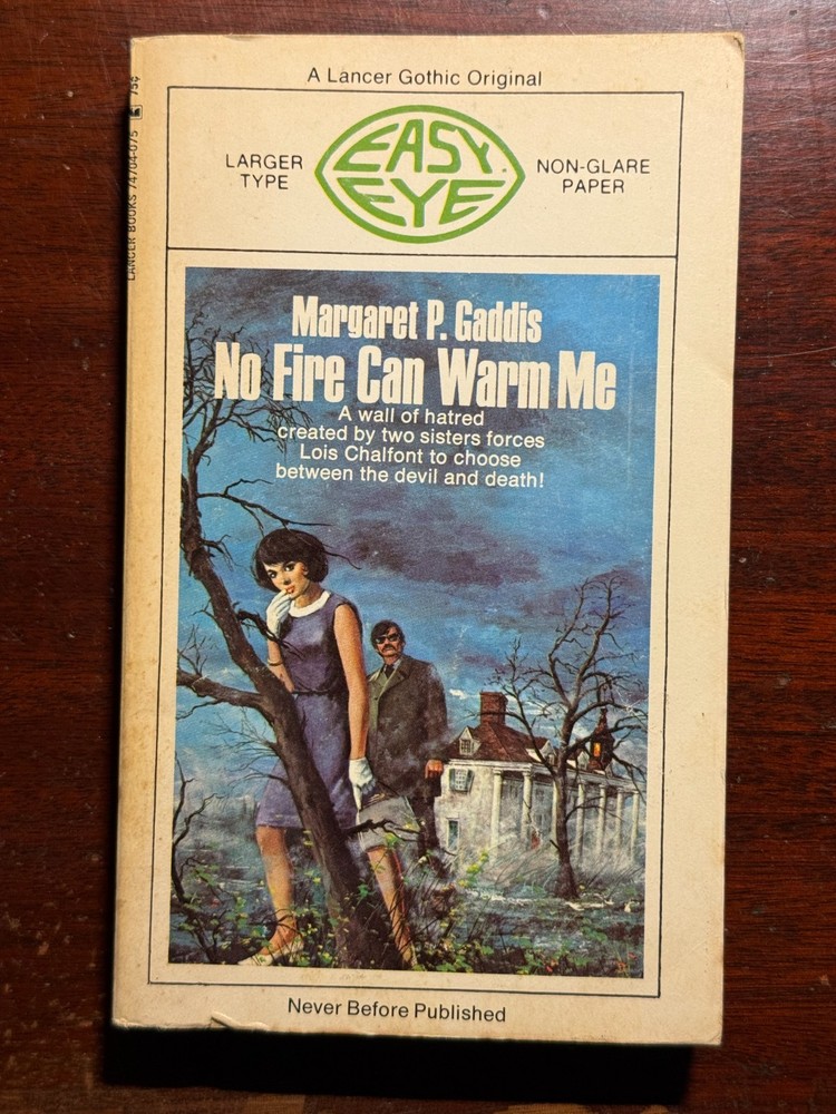 No Fire Can Warm Me Margaret P Gaddis 1970 1970s Gothic Horror Vtg PB BK