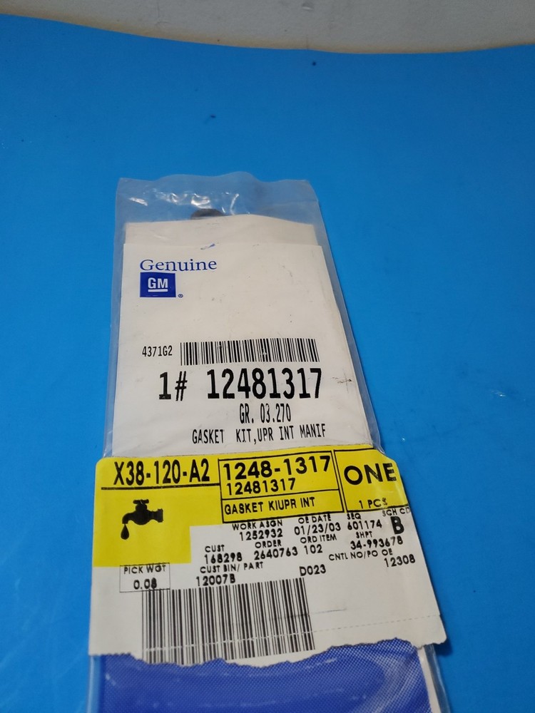 NEW GENUINE GM 12481317 GASKET KIT, UPPER INTAKE MANIFOLD GR 3.270