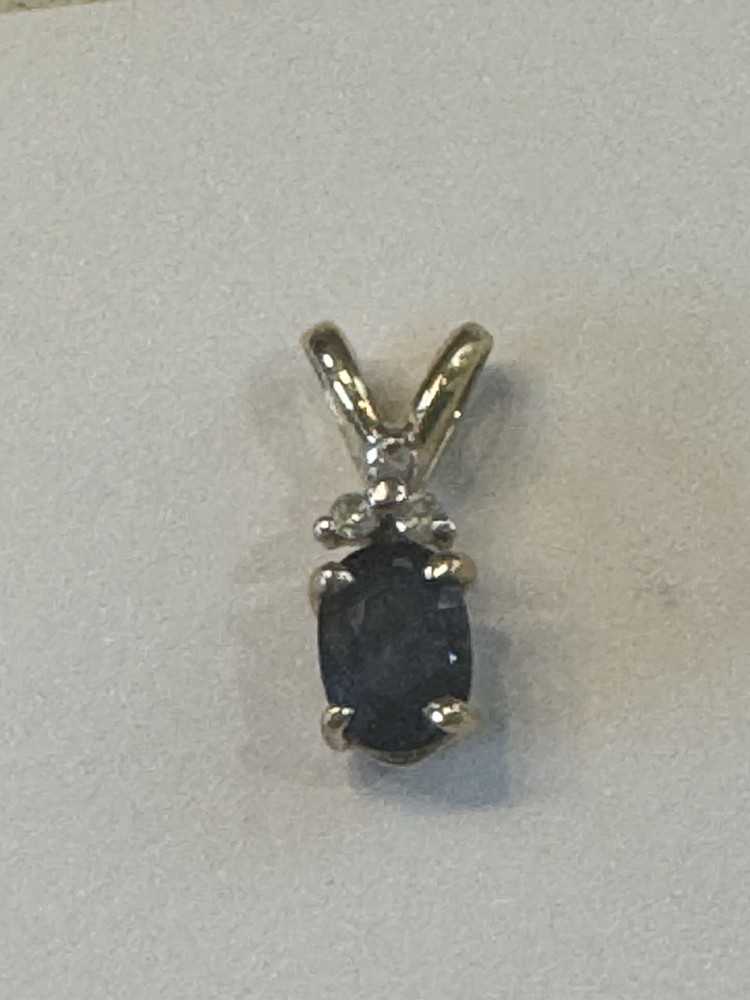14Kt Yellow Gold Sapphire & Diamond Pendant