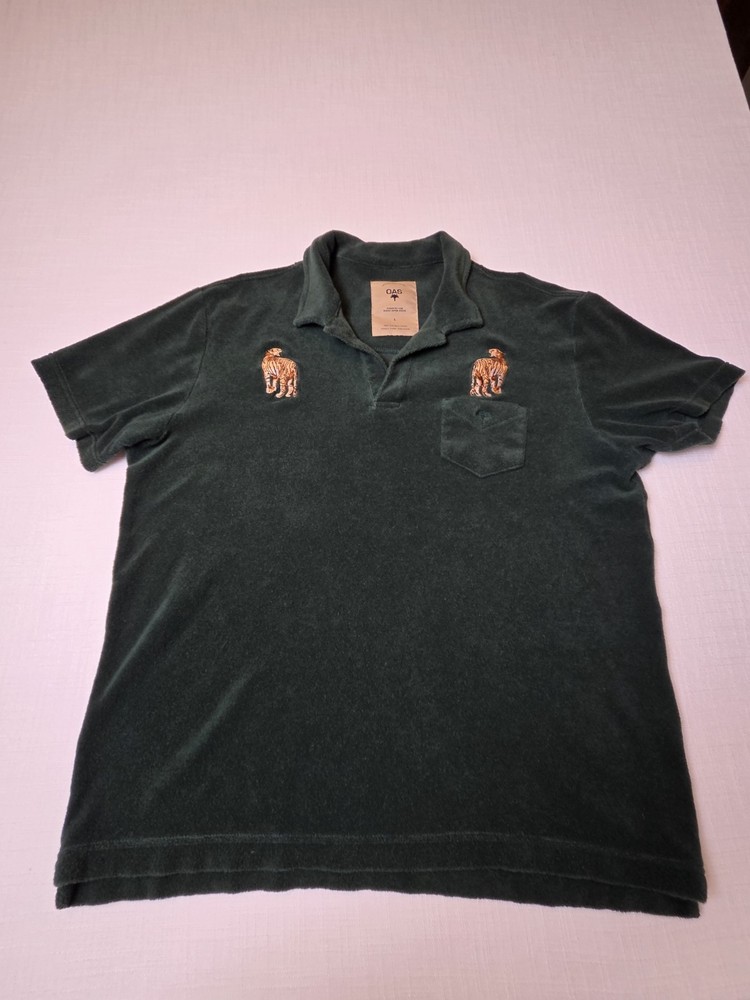 OAS Polo Shirt Men’s Size L Soft Terry Fleece Pocket Short Sleeve