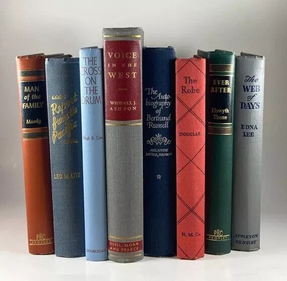 SALE Lot of 6 Vintage Old Antique Hardcover Books - Mixed Color Decor Library