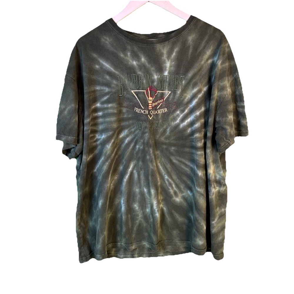 New Orleans Shirt Mens 2XL Embroidered Tie Dye Bourbon Street Short Sleeve