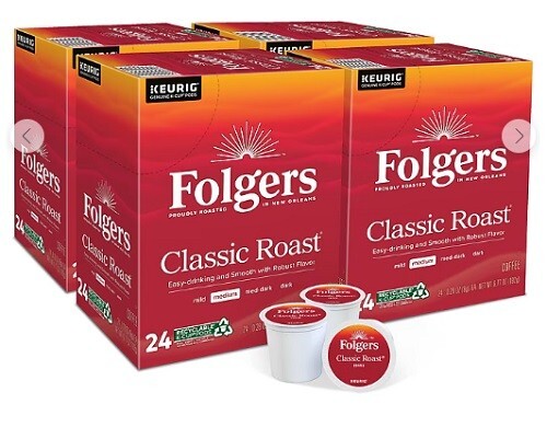Folgers Classic Roast Coffee, Medium roast, 96ct. Free Shipping