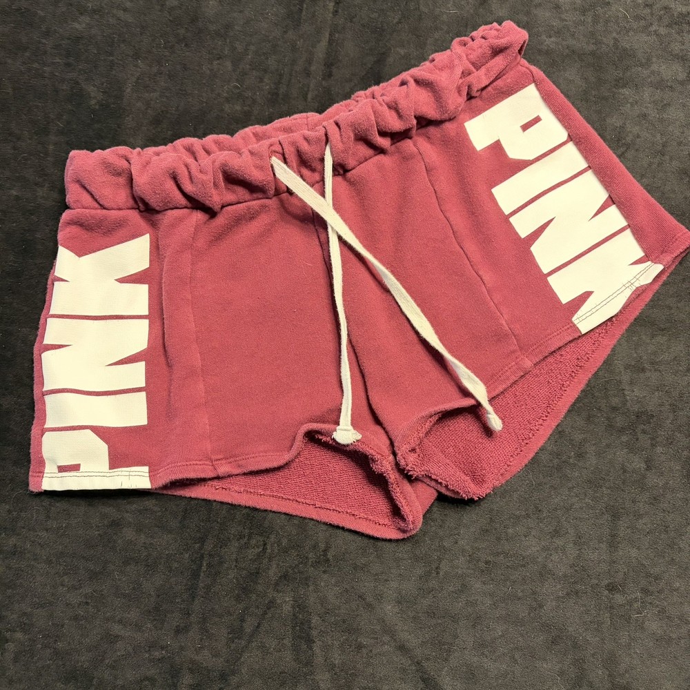 Victoria's Secret PINK y2k Burgundy Cheeky Sweat Shorts Logo Drawstring XS