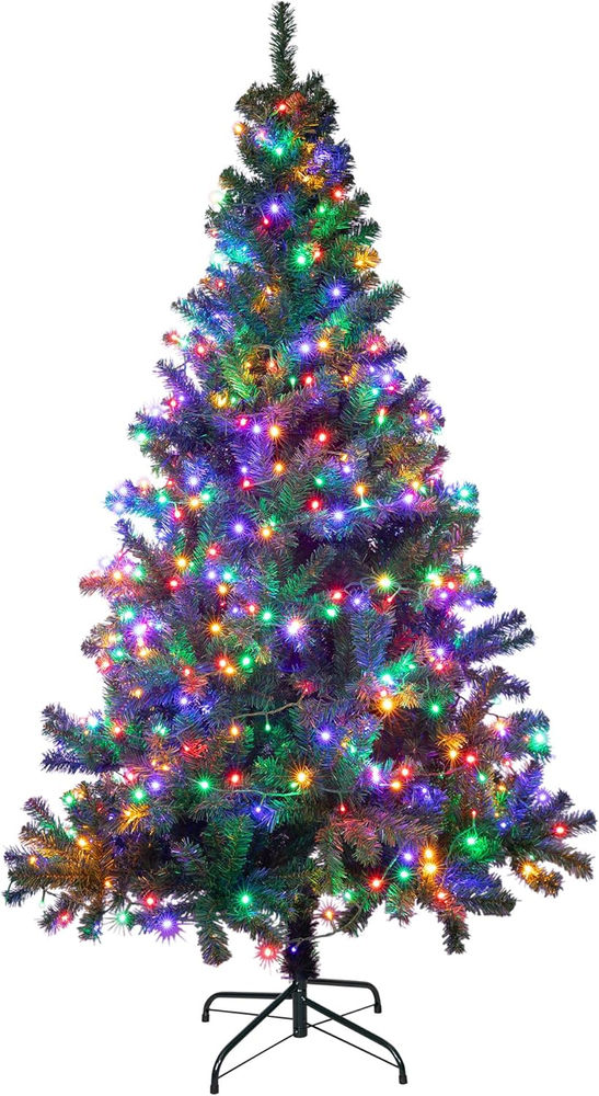 6Ft Premium Artificial Christmas Tree with 400 LED Multicolored String Lights (N