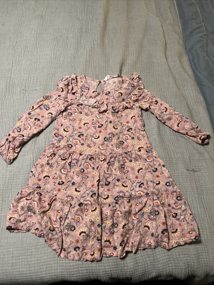 Pink and Floral Kids Size 7 Long Sleeve Dress Girls H&M