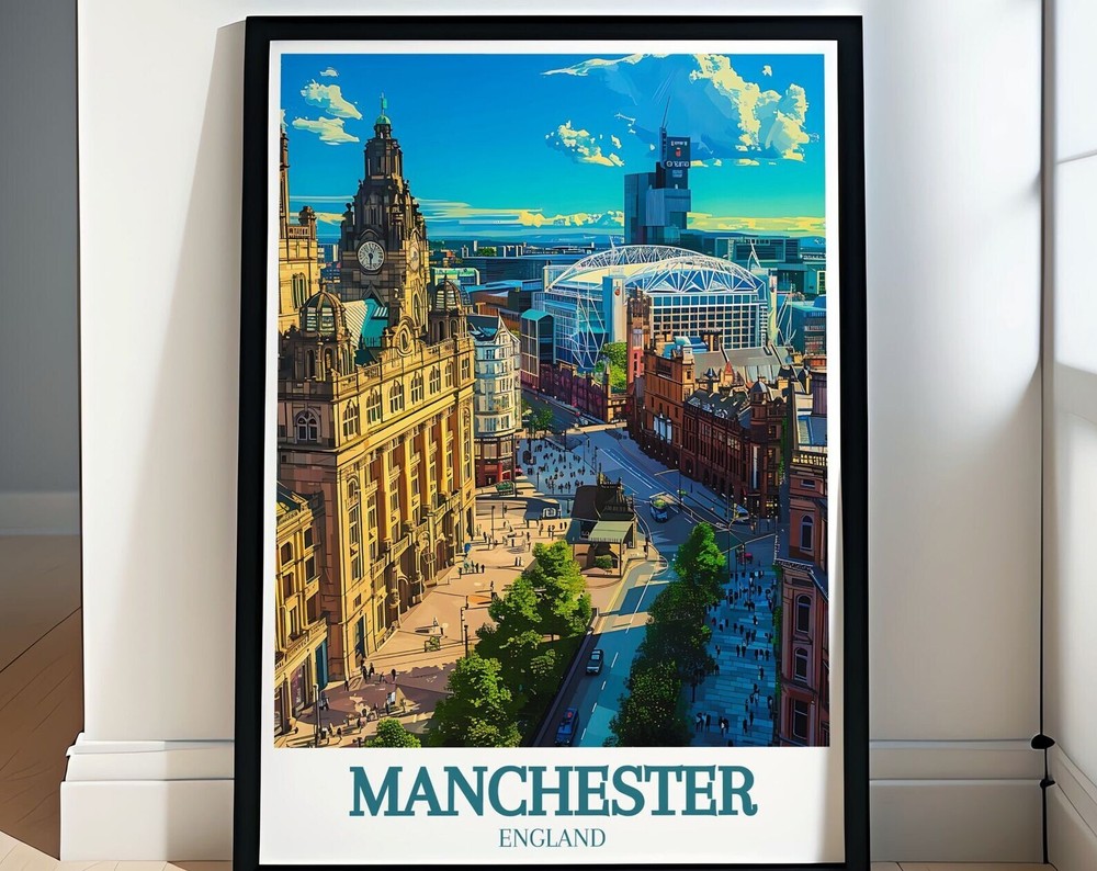 Manchester Travel Gifts Manchester Town Hall Poster England Wall Art