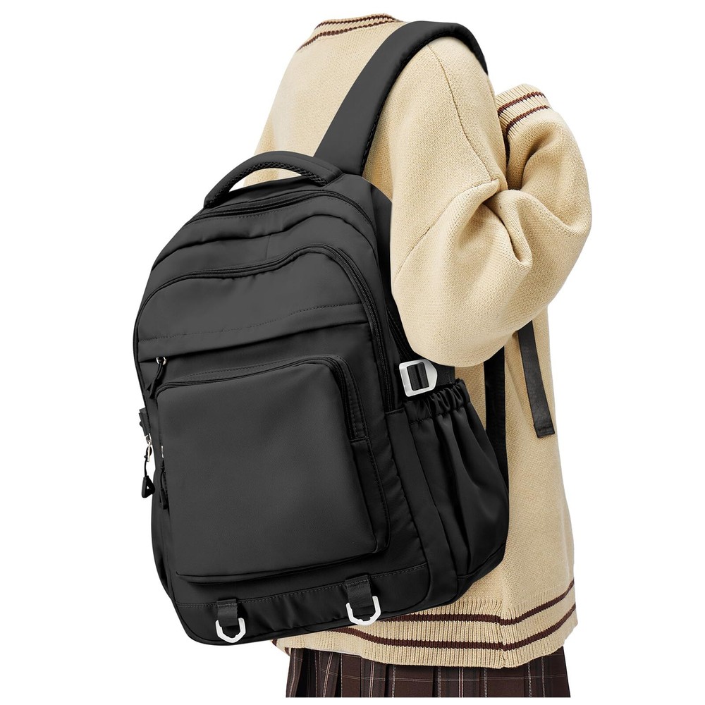 Cute Black Backpack for College Students Waterproof School Bag High School Ba...