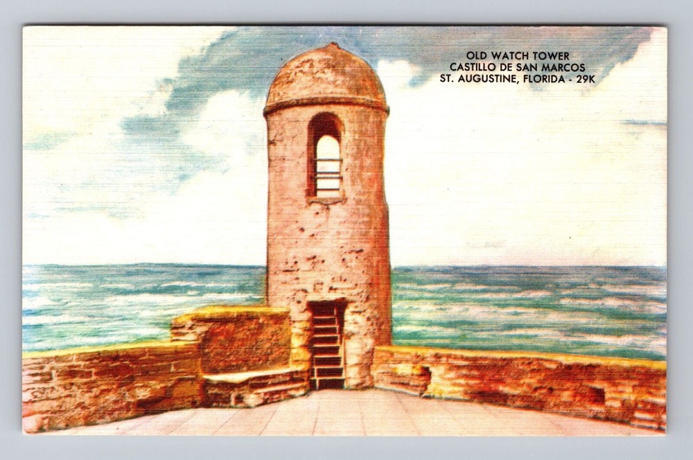 Florida FL St Augustine Watch Tower Castillo De San Marcos Vintage Postcard