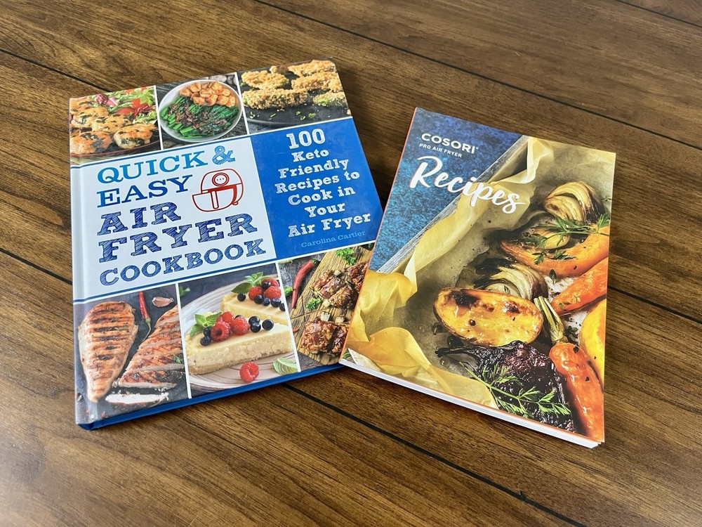 2 Air Fryer Cookbooks | Easy 100 Keto Friendly Recipes HC + Cosori PB |Like New