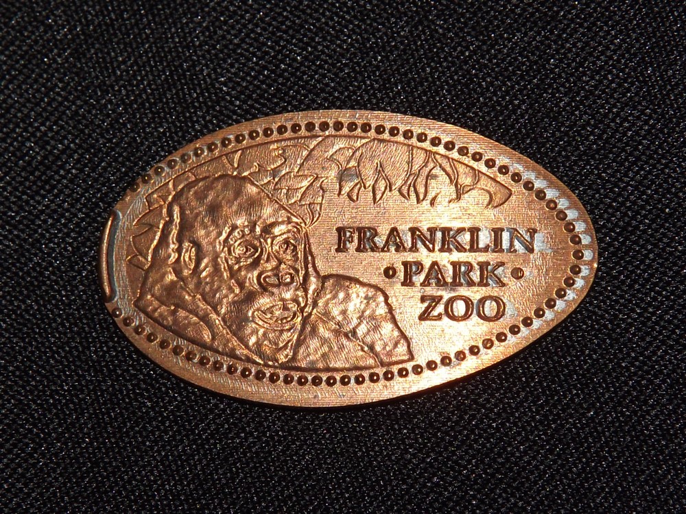 VINTAGE ELONGATED  SOUVENIR PENNY FRANKLIN PARK ZOO GORILLA
