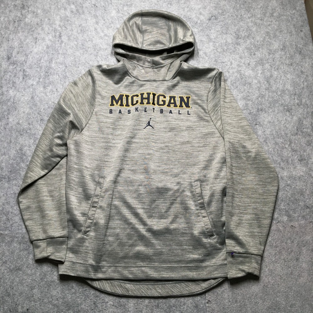 Nike Air Jordan Michigan Wolverines Basketball Hoodie Mens Large L Gray Pullover