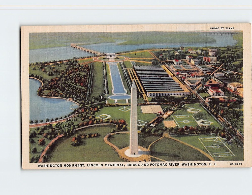 Postcard Washington Monument Lincoln Memorial Potomac River Washington DC USA
