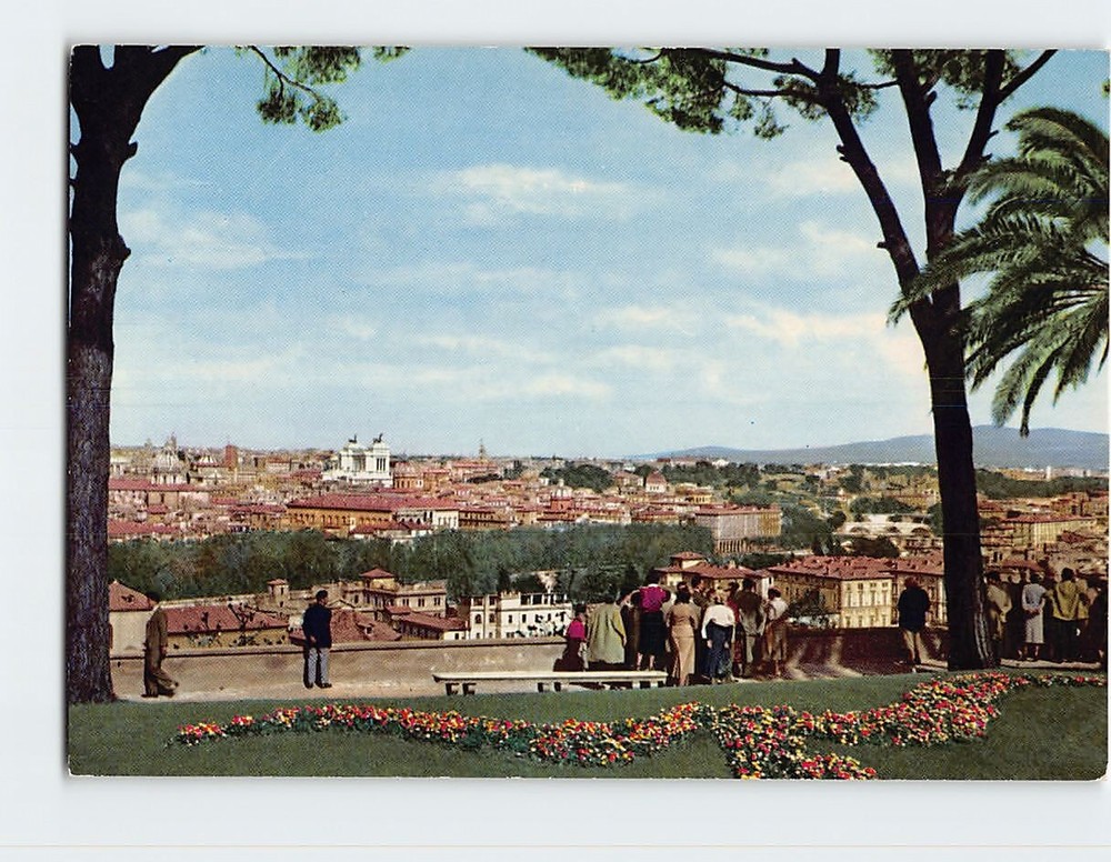 Postcard Panorama View Janiculum Hill Rome Italy