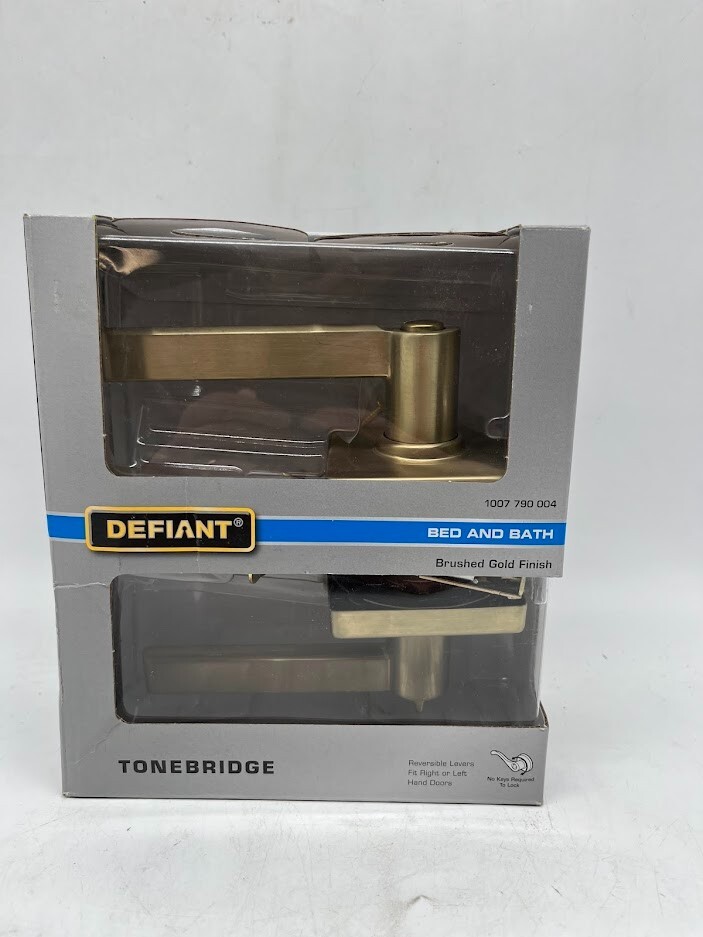 Defiant Tonebridge Brushed Gold Bed/Bath Door Lever with Square Rose