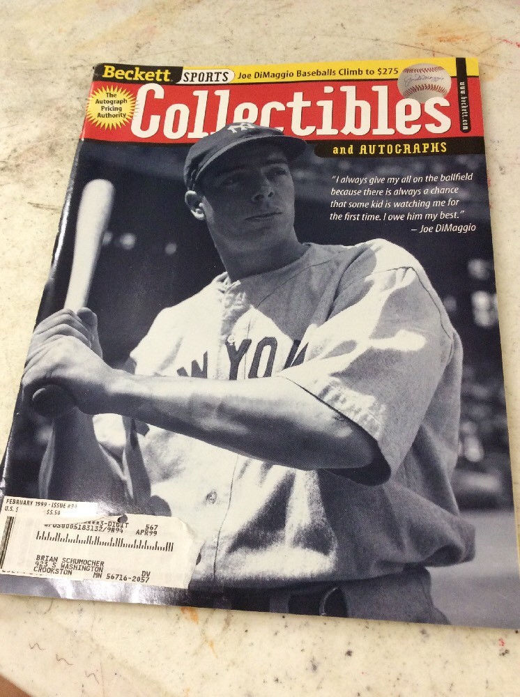BECKETT SPORTS COLLECTIBLES MAGAZINE February 1999 Joe DiMaggio