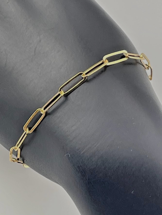 Dyadema Gold On 925 Sterling Silver 3.8Mm Paper Clip Chain Bracelet 6.75