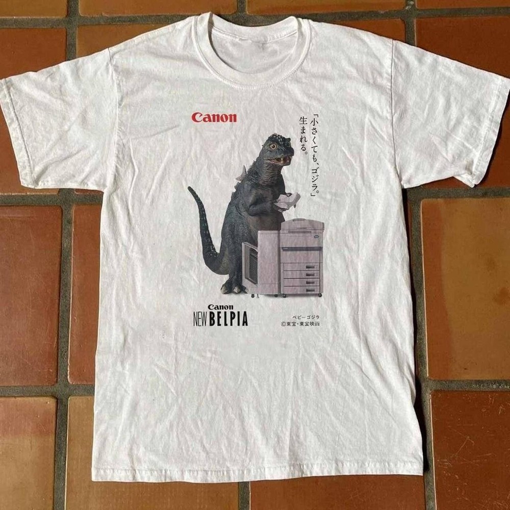 1993 Japanese Canon BELPIA copier featuring Baby Godzilla T-Shirt S-5XL