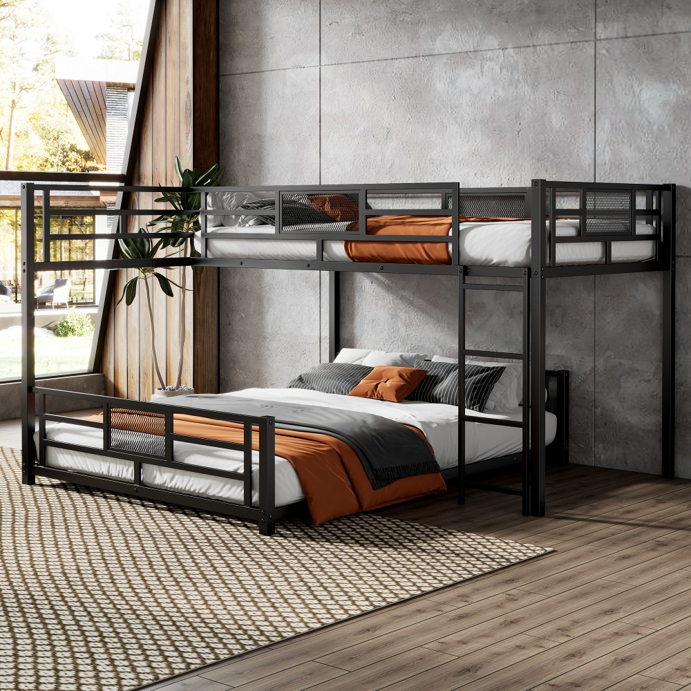 L Shaped Metal Twin over Full Size Bunk Bed