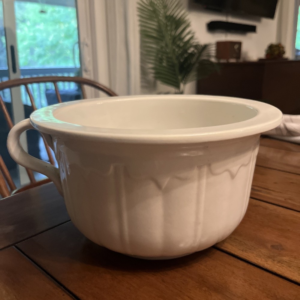 Antique Heavy White Ironstone Embossed Chamber Pot WILLETS MFG. CO. NJ 1879-84