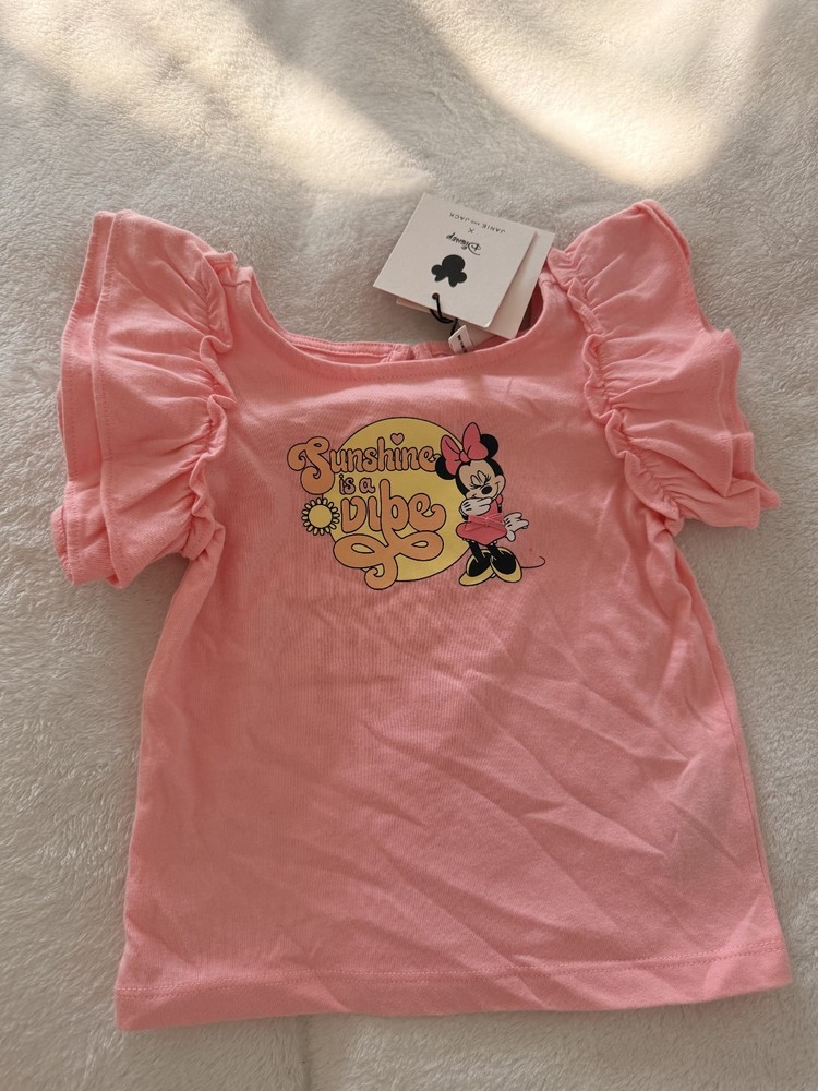 NWT - Disney x Janie and Jack Minnie Mouse “Sunshine Is a Vibe” Pink Top – Girls
