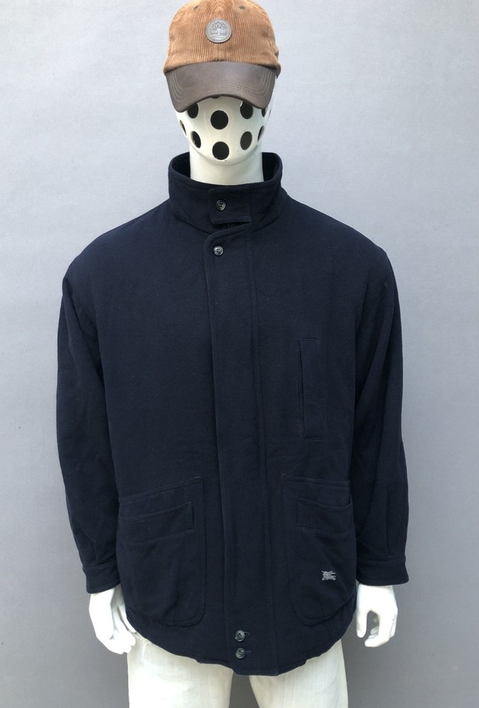 VINTAGE Burberrys Men's Navy Blue Wool Jacket Nova Check Lined EU54/ L