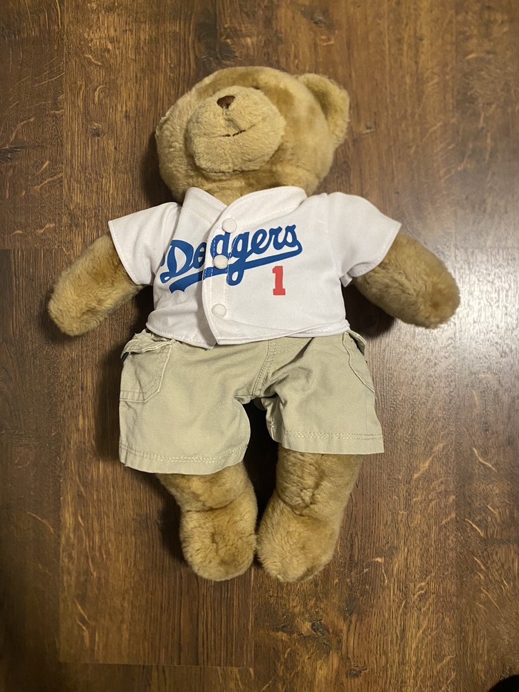 Build A Bear BAB LA Los Angeles Dodgers Brown Fuzzy Teddy Bear MLB Plush 17”