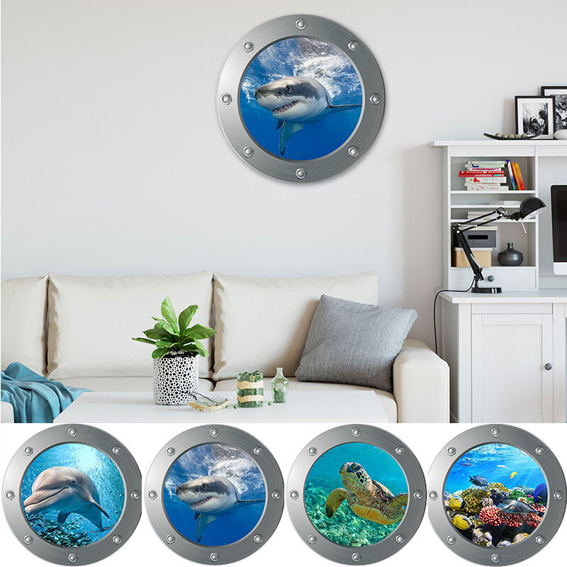 3D Shark Wall Sticker DIY Home Decor Sealife Mural Animal Decal