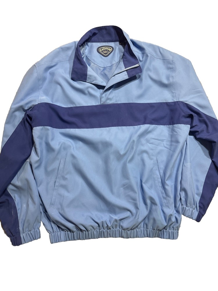 Callaway Golf 1/4 Zip Pullover Mens L Blue Windbreaker Lightweight Jacket