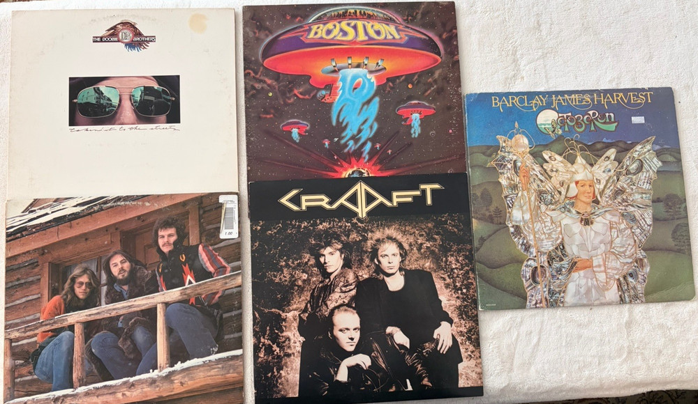 Vinyl Record Rock Lot Of 5 LPs, America, Doobie Brothers, Boston (Read Desc.)