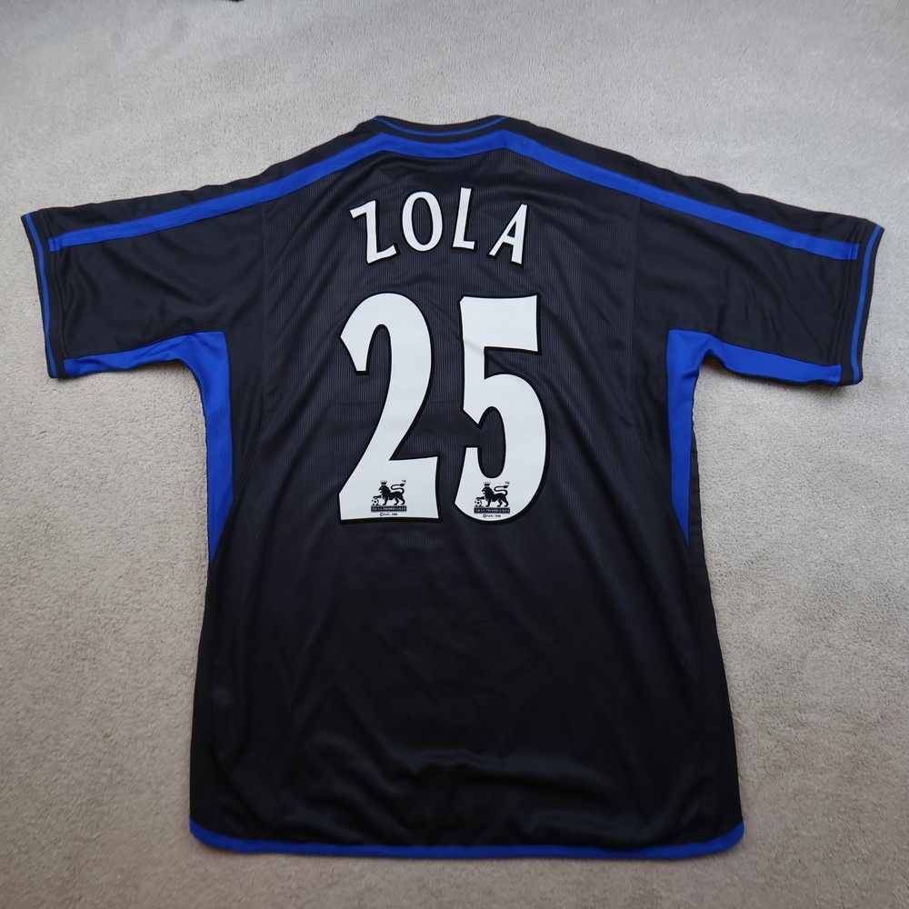 Vintage Chelsea Shirt Large Navy Away Kit 2002 2004 Jersey Gianfranco Zola 25