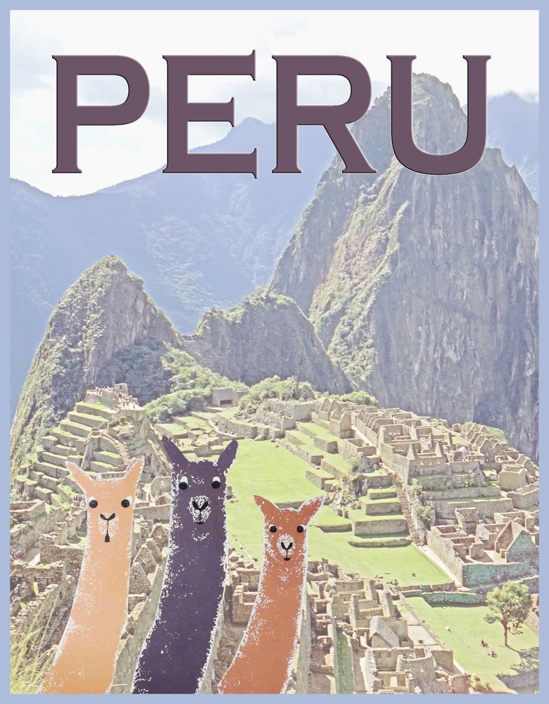 8427.Decoration Poster.Home Room wall art design.Peru travel ad.Llamas Pichu