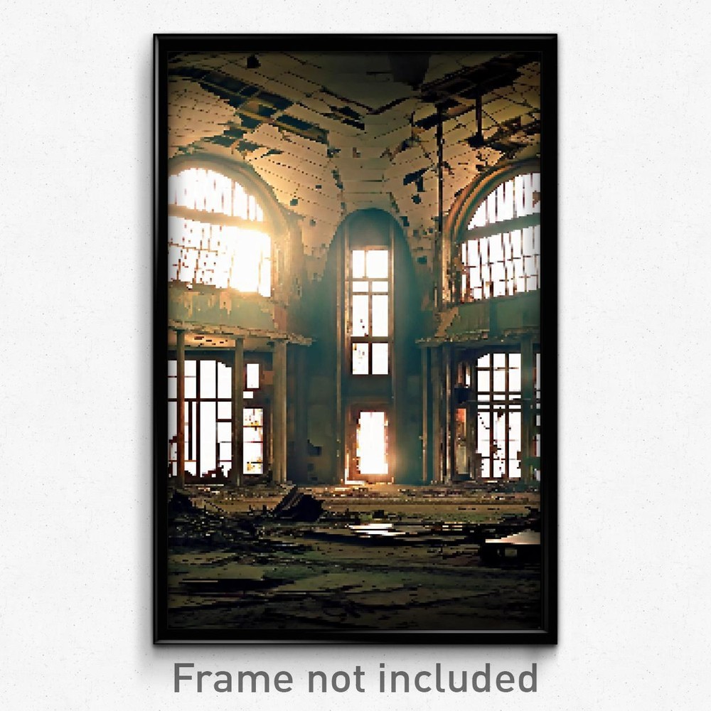 Pixel Art Poster - Outstanding Derelict (8 Bit Psychedelic Video Game Print)