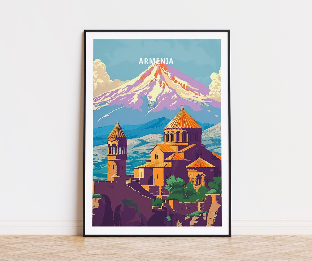 Armenia Travel Poster Armenia Wall Art Geghard Monastery Poster Custom Travel