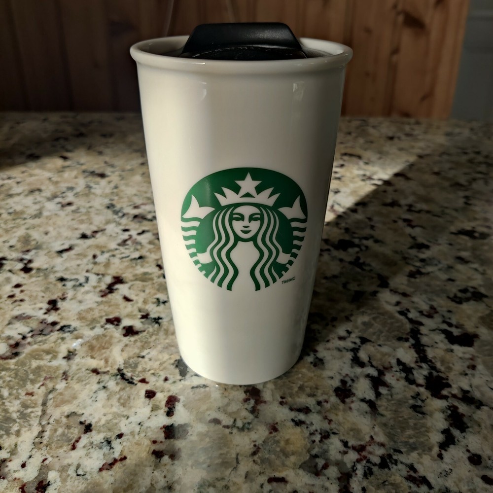 Starbucks 2011 Ceramic 12 oz Travel Tumbler Coffee Mug with Lid to Go Cup