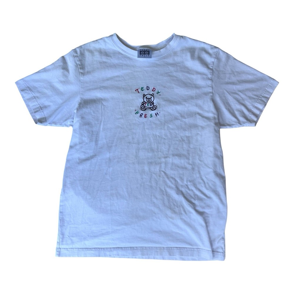 Teddy Fresh T Shirt Men’s Medium White Crew Neck Embroidered Logo Short Sleeve