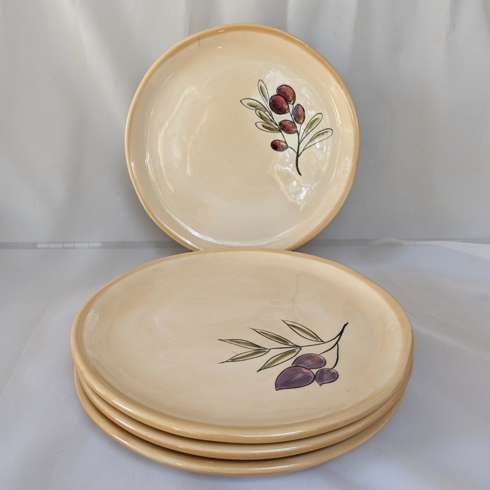 Pottery Barn Rustic Olive Salad Plates 8