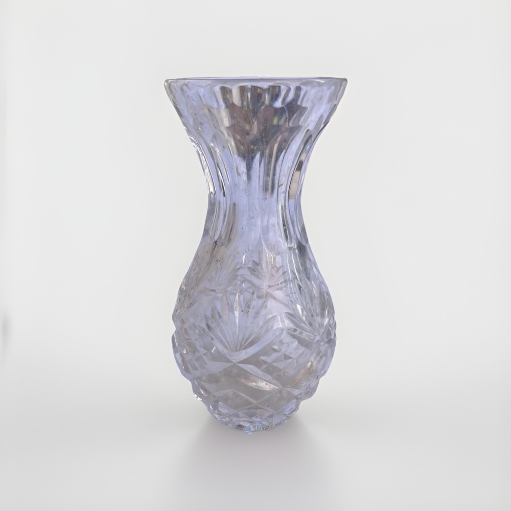 Small Beautiful Vintage Cut/ Pressed Glass Vase 6”