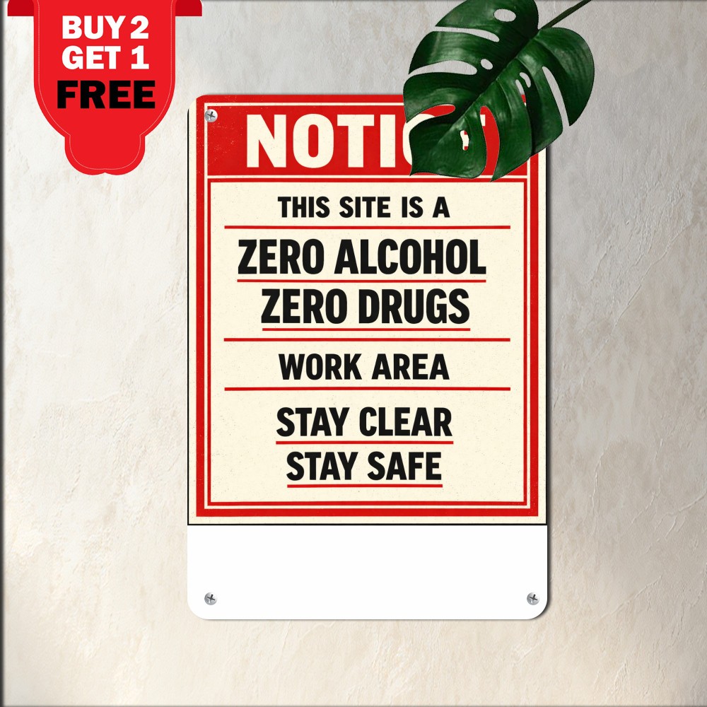 Alcohol And Drug Free Workplace Safety Sign Weatherproof Aluminum 8x12 Plaque