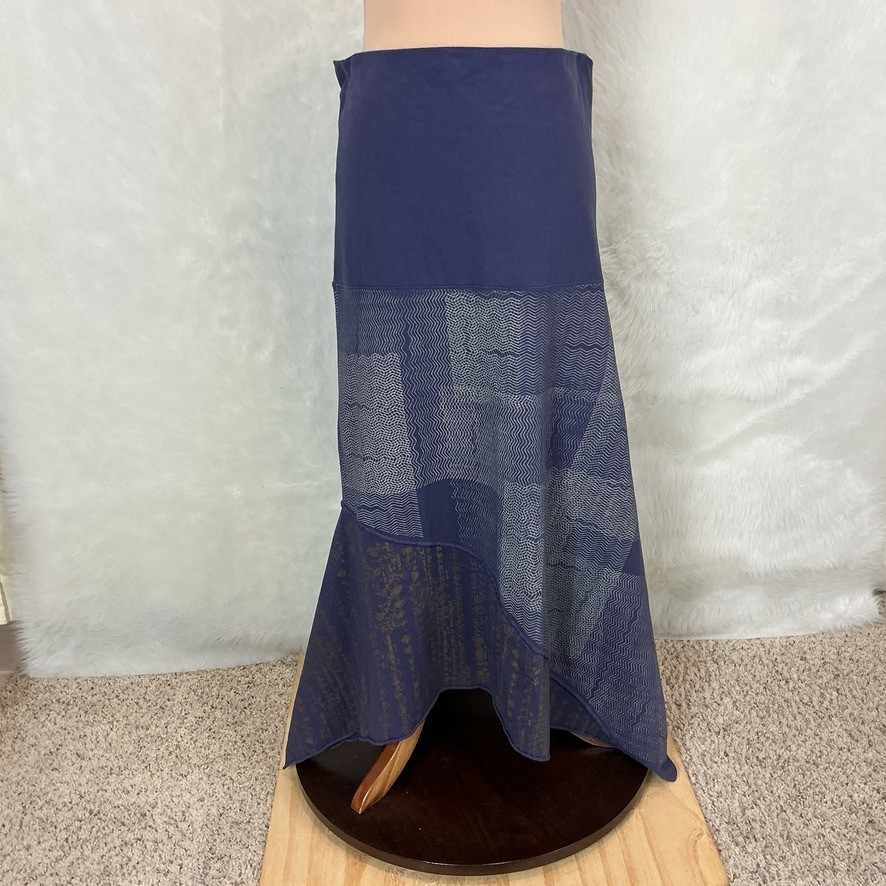 Blue Fish Purple Mixed Geometric Print Slanted Midi Skirt Blue Fish Size 1