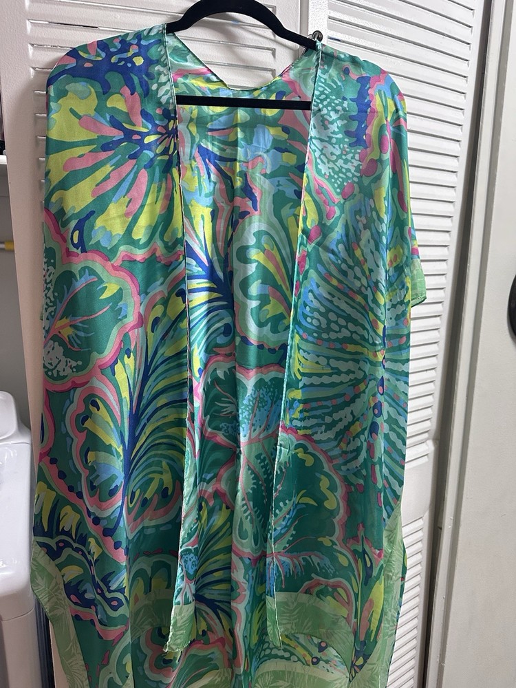 Colorful Sheer Open-Front Kimono / Cover-Up – Lightweight & Flowy