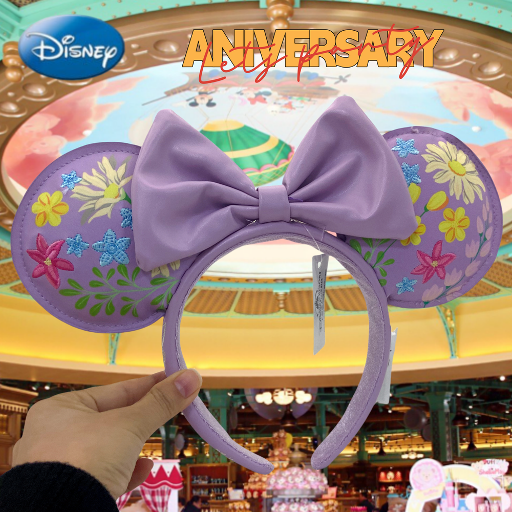 Purple Disney Minnie Mouse Bow Flower Garden Headband Anniversary Gift Idea