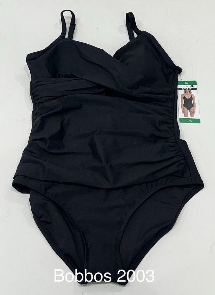 Dkny Women's One-Piece Swimsuit, Black, Size XL