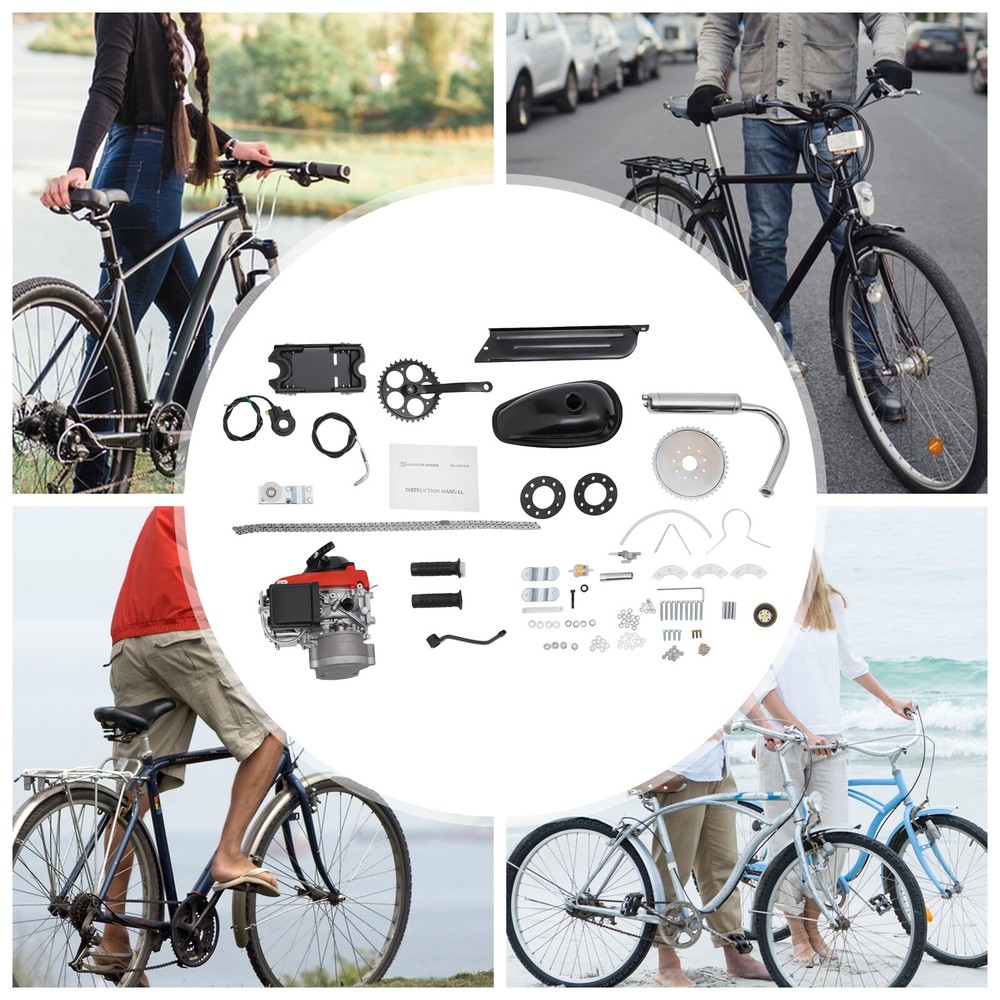 4 Stroke 53CC Gas Petrol Motorized Bicycle Engine Motor Kit Chain Drive Scooter