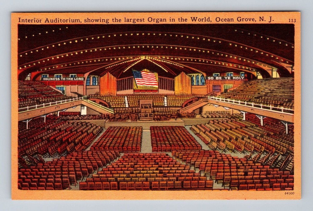 Ocean Grove NJ-New Jersey, Interior Auditorium, Antique, Vintage Postcard