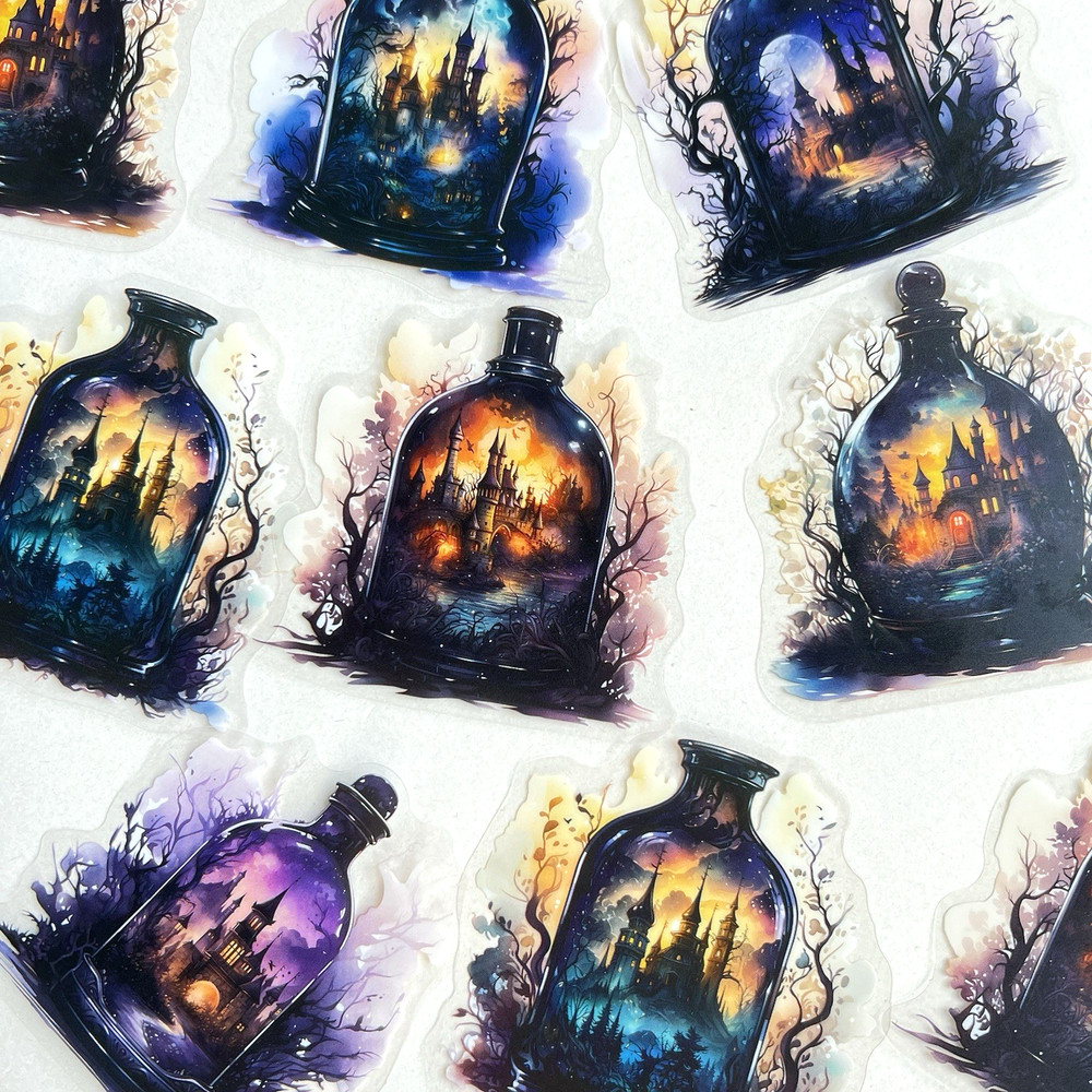 Castle Bottle Stickers Fantasy Junk Journal Collage Scrapbooking