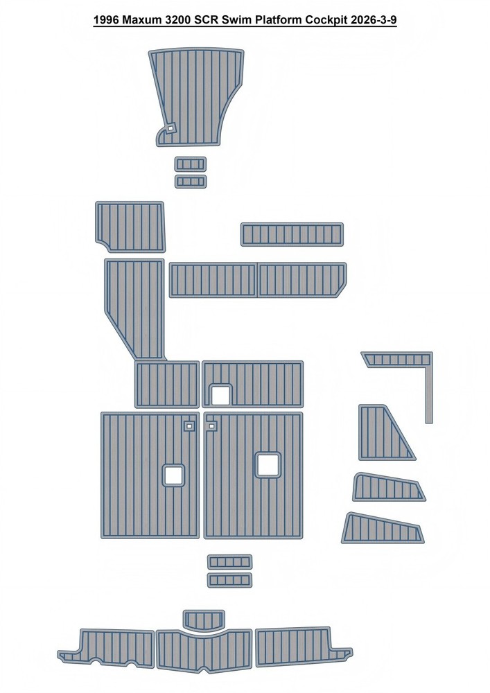 1996 Maxum 3200 SCR Swim Platform Cockpit Pad Boat EVA Teak Deck Floor Mat